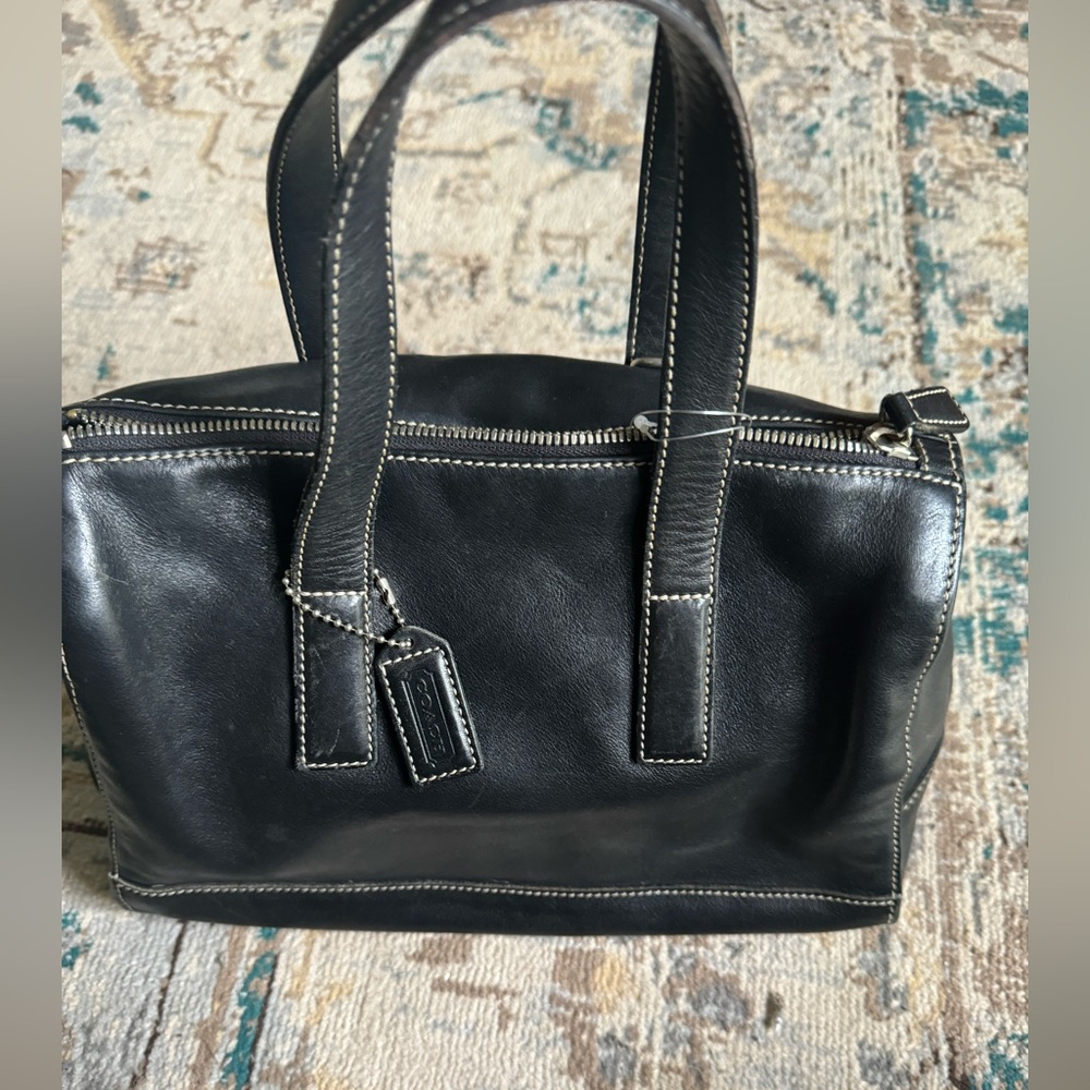 Coach Black Leather Satchel Bag Classic style - Picture 13 of 16